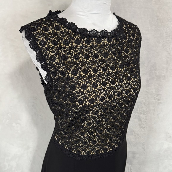 NEW Ivanka Trump Sleeveless Sheath Dress Size 16 Black Beige Floral Crochet Chic - Picture 5 of 14